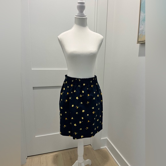 J. Crew Navy & Lemons Cotton Linen Skirt with Pockets paper bag waist 6 - Picture 3 of 11